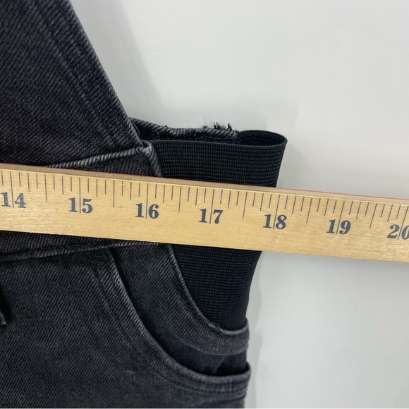 Old Navy washed Black Denim Maternity Jean Overalls 0 short stretch side panel - Picture 4 of 7